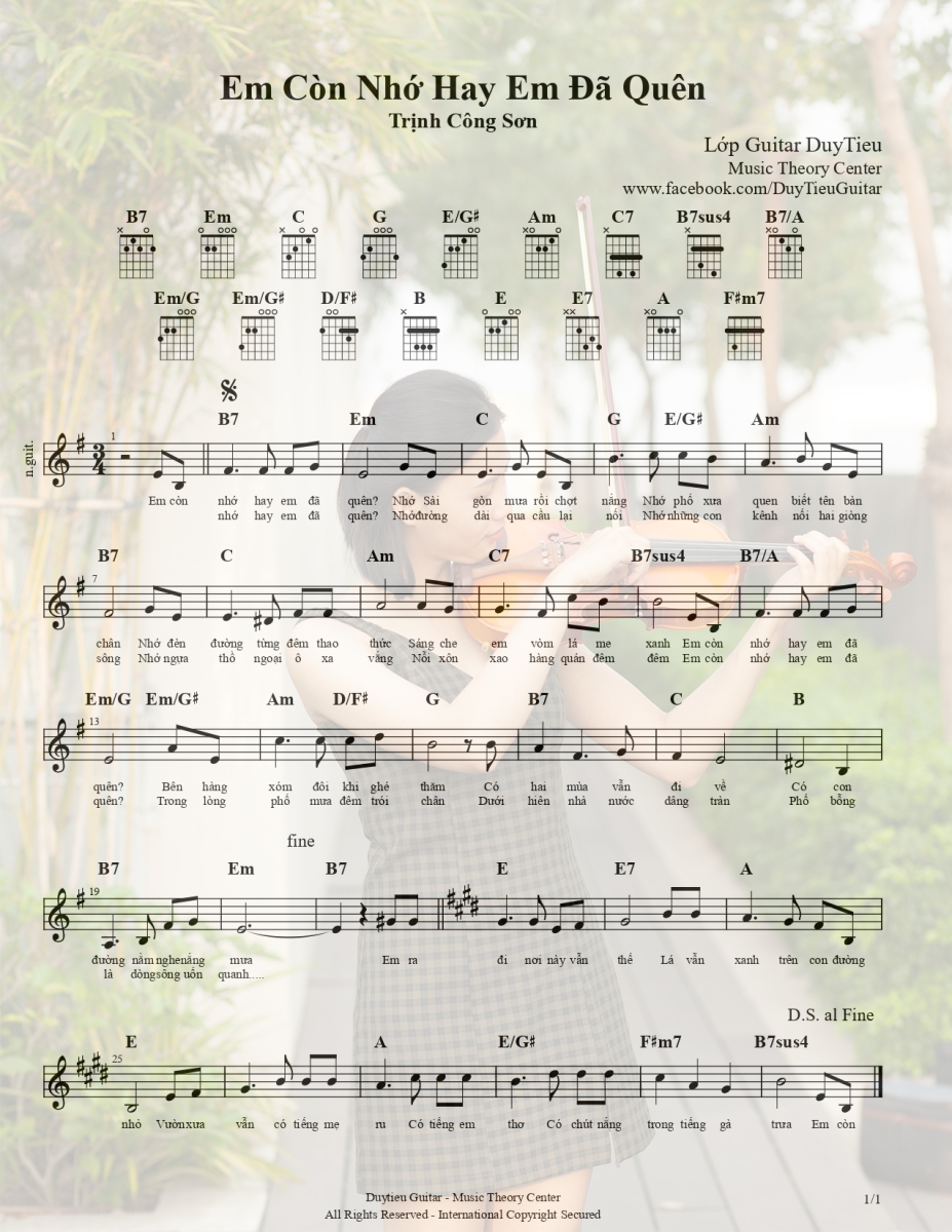 Dịch Vụ Viết sheet nhạc Guitar