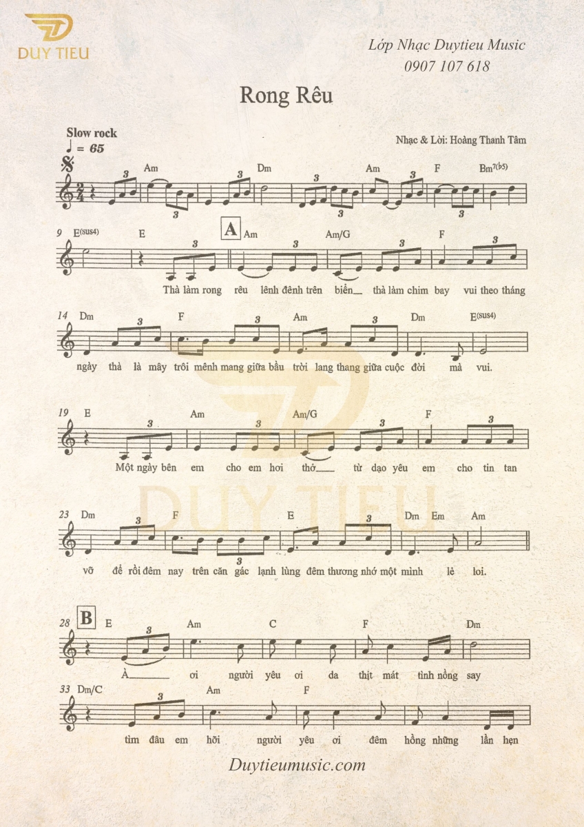 Rong Rêu - Hoàng Thanh Tâm - Duytieu Music 