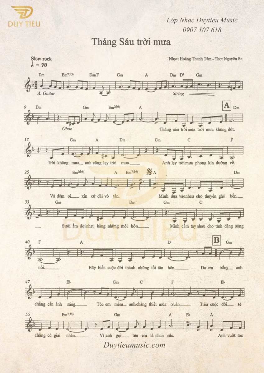 Tháng Sáu Trời Mưa- Hoàng Thanh Tâm - Duytieu Music 
