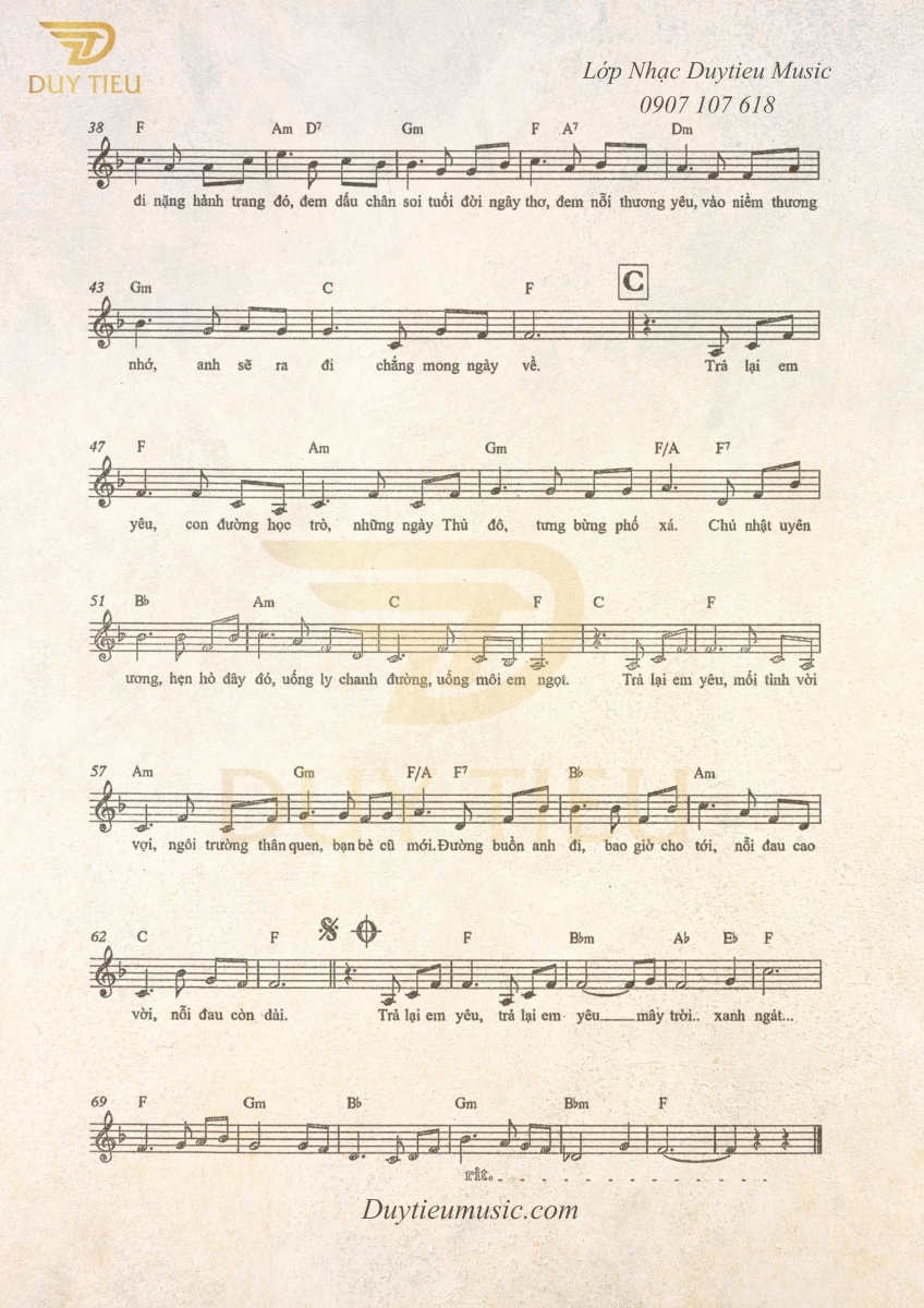Trả Lại Em yêu - Phạm Duy - Duytieu Music - Trang 1