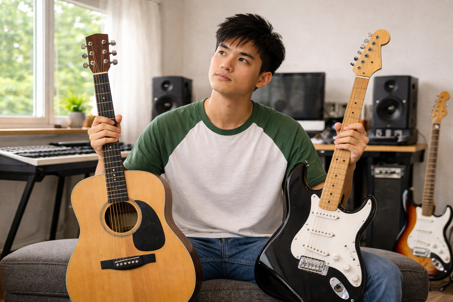 Người Mới Học Guitar Nên Bắt Đầu Với Guitar Thùng Hay Guitar Điện?