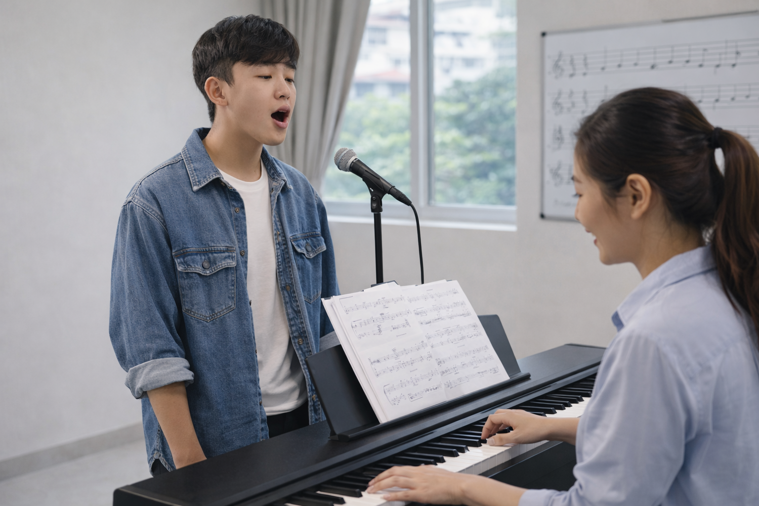 Hát theo piano là cách phổ biến để xác định quãng giọng.