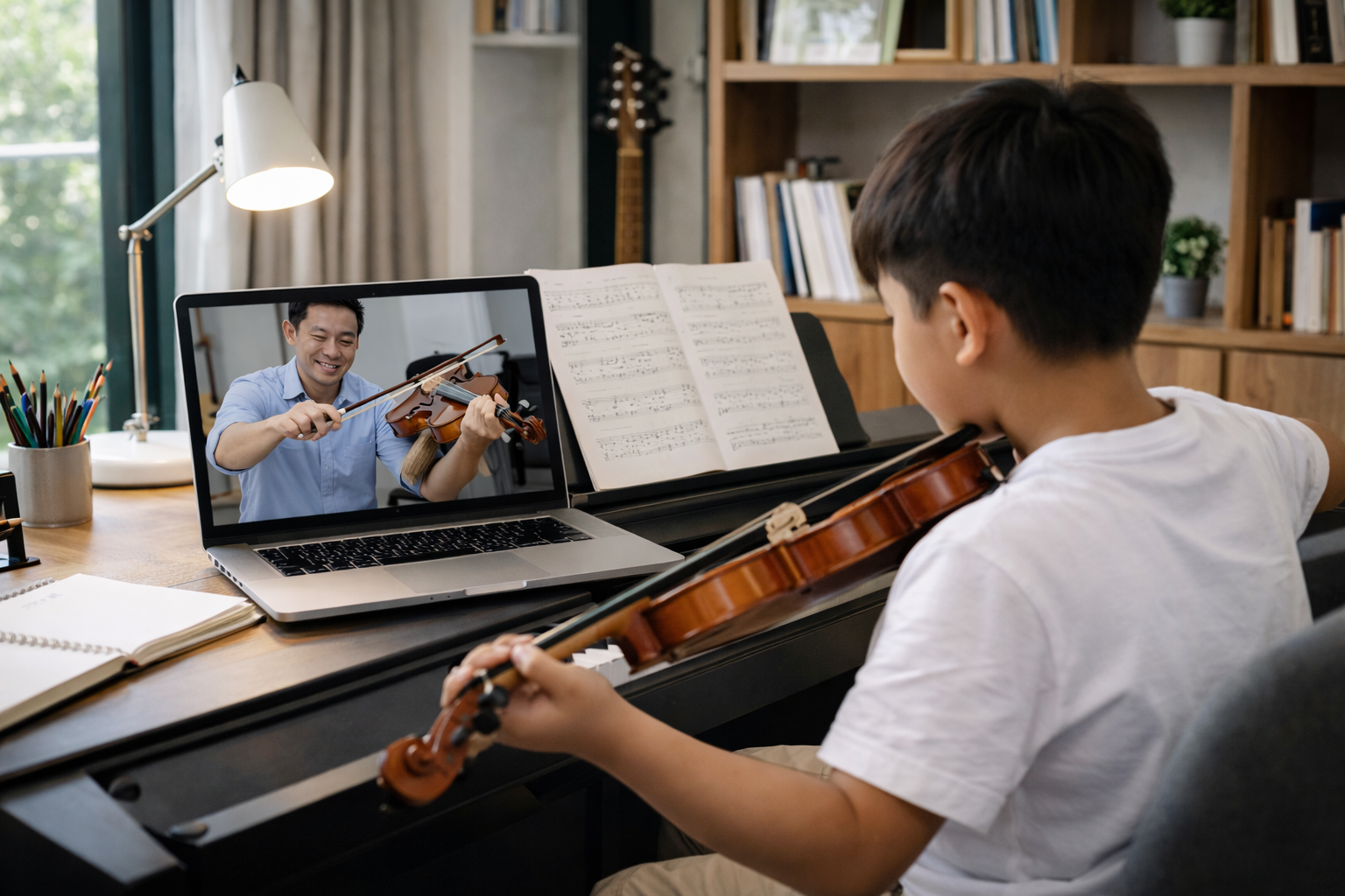 Không gian học violin chuyên nghiệp tại Duytieu Music.