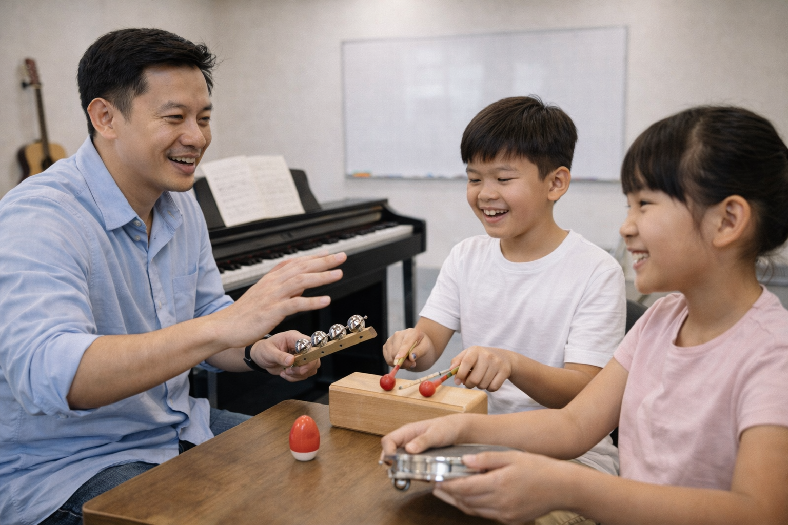 Gia sư cảm thụ âm nhạc giúp trẻ phát triển tai nghe và cảm nhịp tự nhiên.