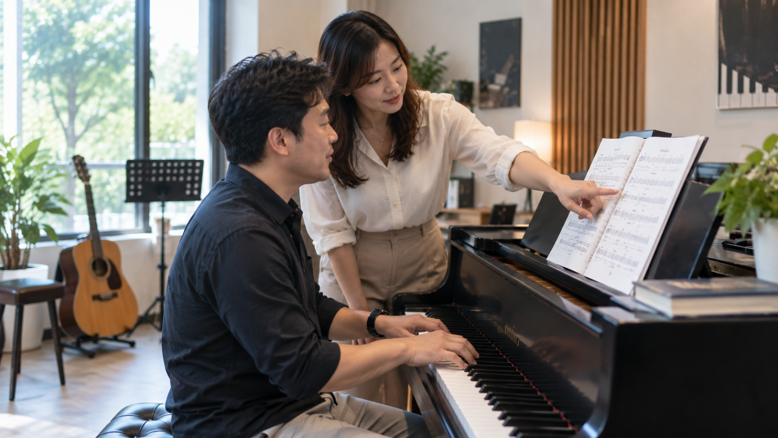 Buổi học Piano đệm hát tập trung vào khả năng ứng dụng hợp âm, tiết tấu và phối hợp với giọng hát