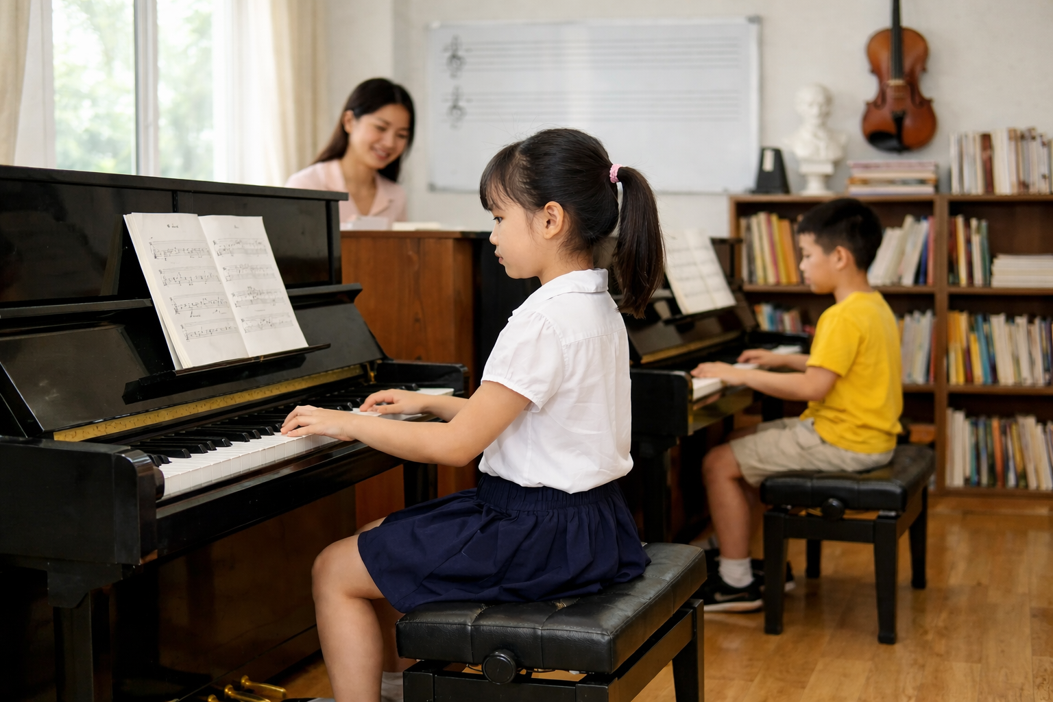 Giai đoạn nền tảng giúp học viên làm quen kỹ thuật piano và đọc nhạc chuẩn