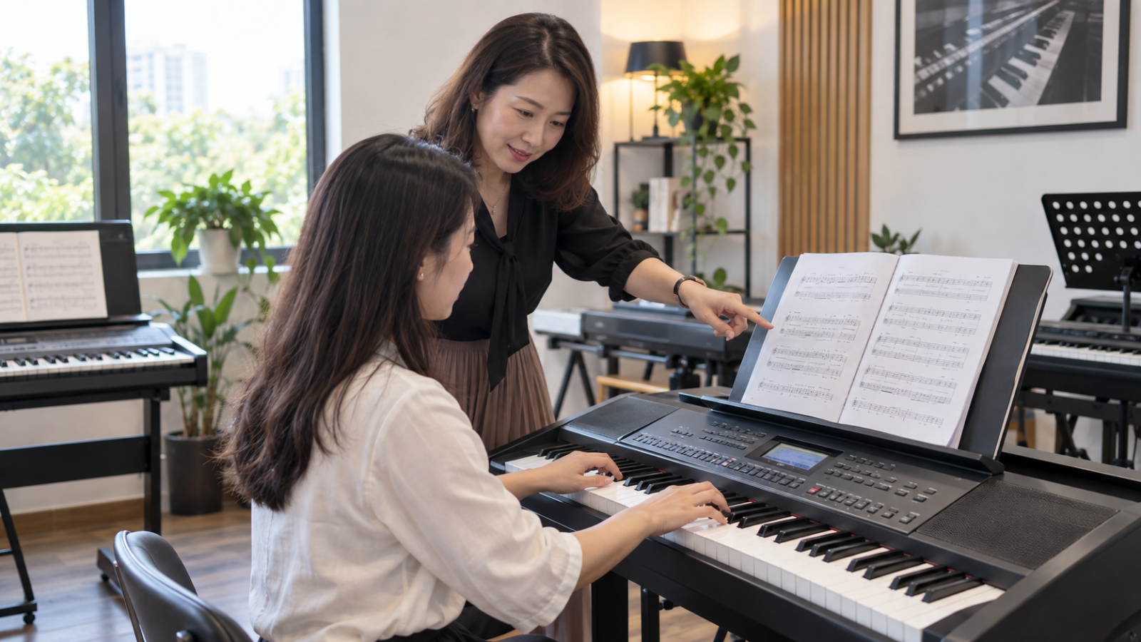 Học Organ có giáo viên hướng dẫn giúp người học sửa kỹ thuật và xây dựng lộ trình phù hợp với mục tiêu Sư phạm Âm nhạc