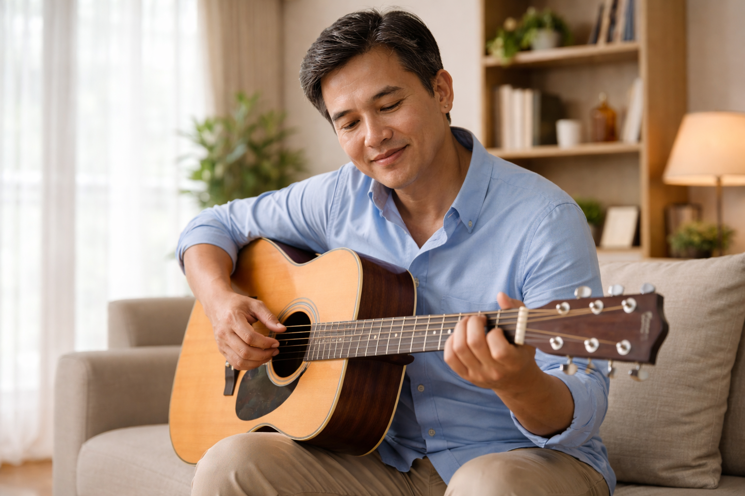 Học guitar mang lại niềm vui và sự thư giãn cho người lớn tuổi.