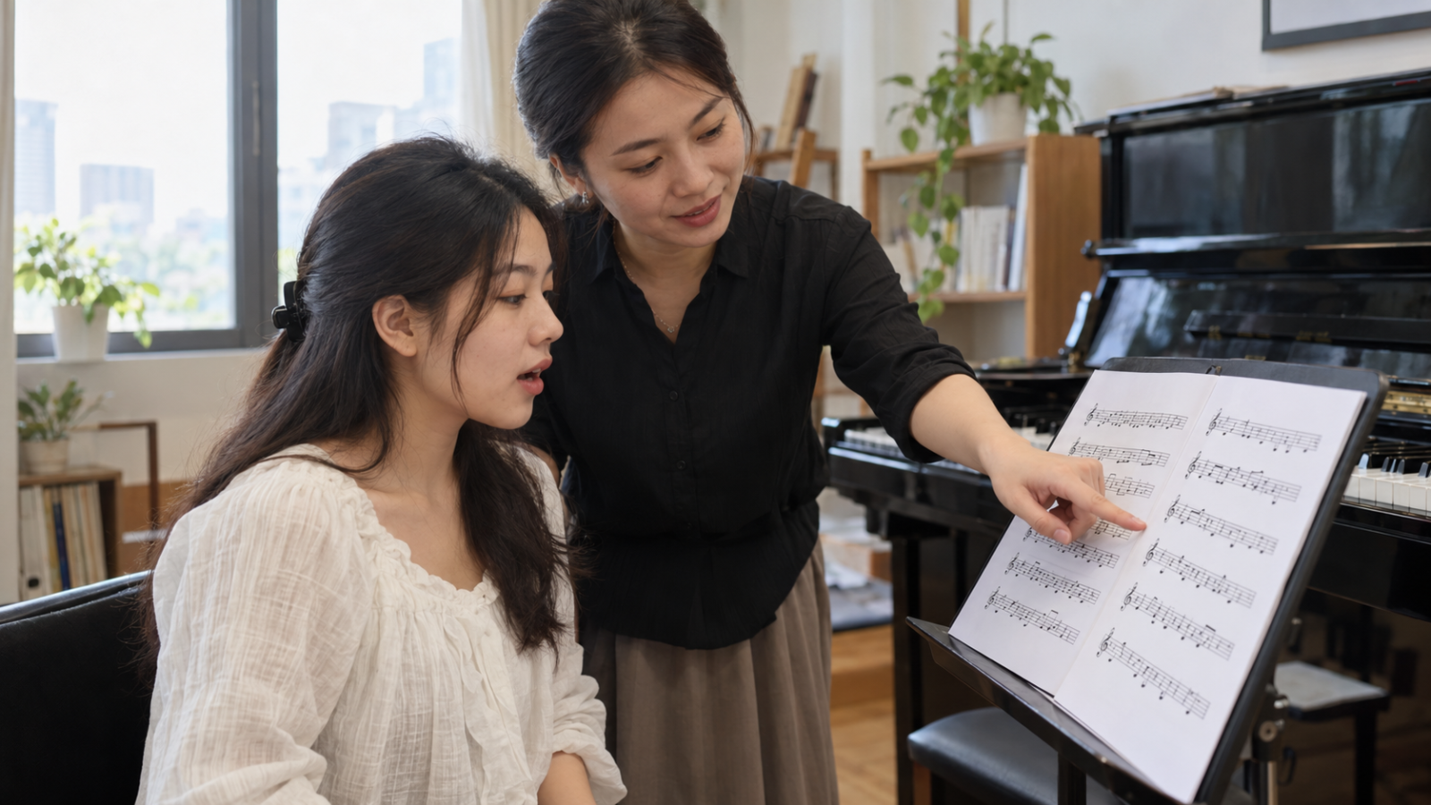 Sheet nhạc giúp thí sinh theo dõi giai điệu và trao đổi với giáo viên trong quá trình luyện thi Thanh nhạc