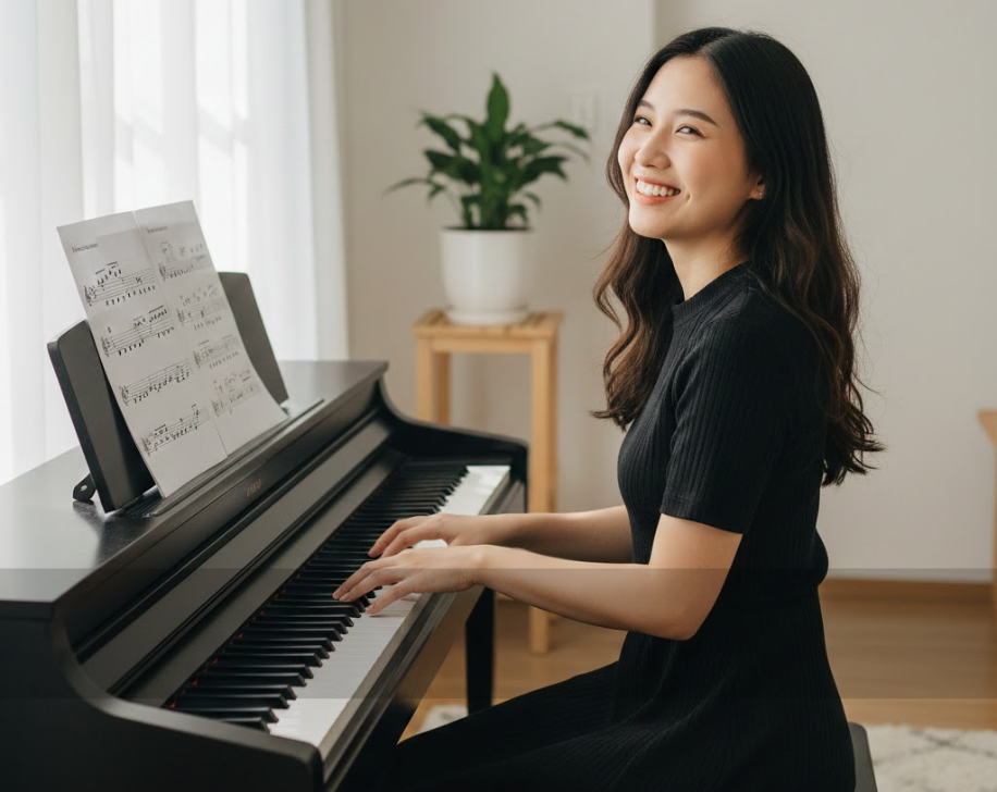Người mới bắt đầu học piano với tâm lý thoải mái, không áp lực nhạc lý