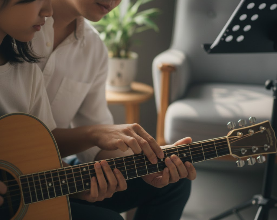 Việc được sửa kỹ thuật kịp thời giúp người học guitar tiến bộ nhanh hơn.