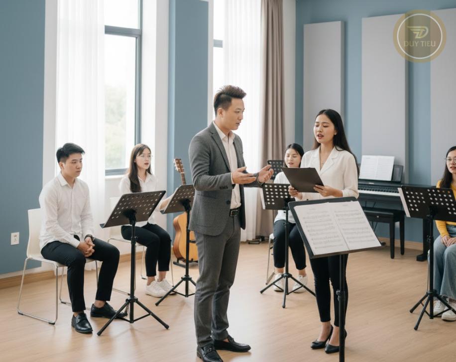 Giáo viên kèm sát từng học viên, chỉnh kỹ thuật giọng chi tiết trong mỗi buổi học.