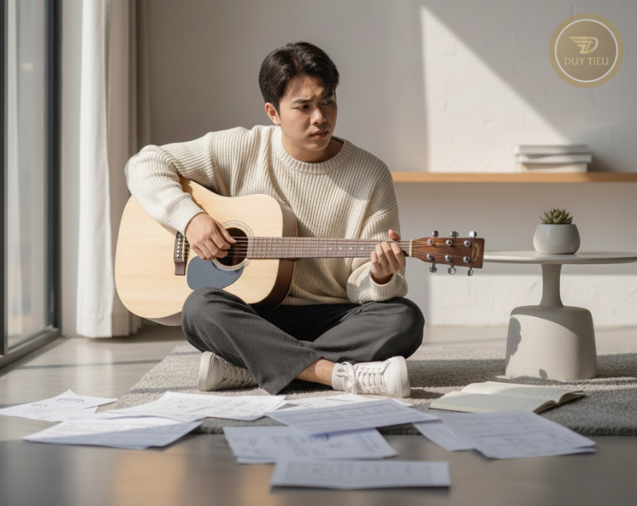 Tập rất chăm nhưng không biết mình đang tiến về đâu là cảm giác nhiều người mới học guitar gặp phải.