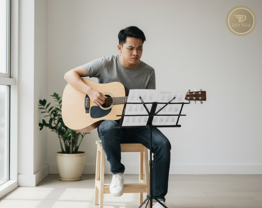 Khi não chưa quen hình dạng hợp âm, tay sẽ luôn chuyển chậm dù tập nhiều.