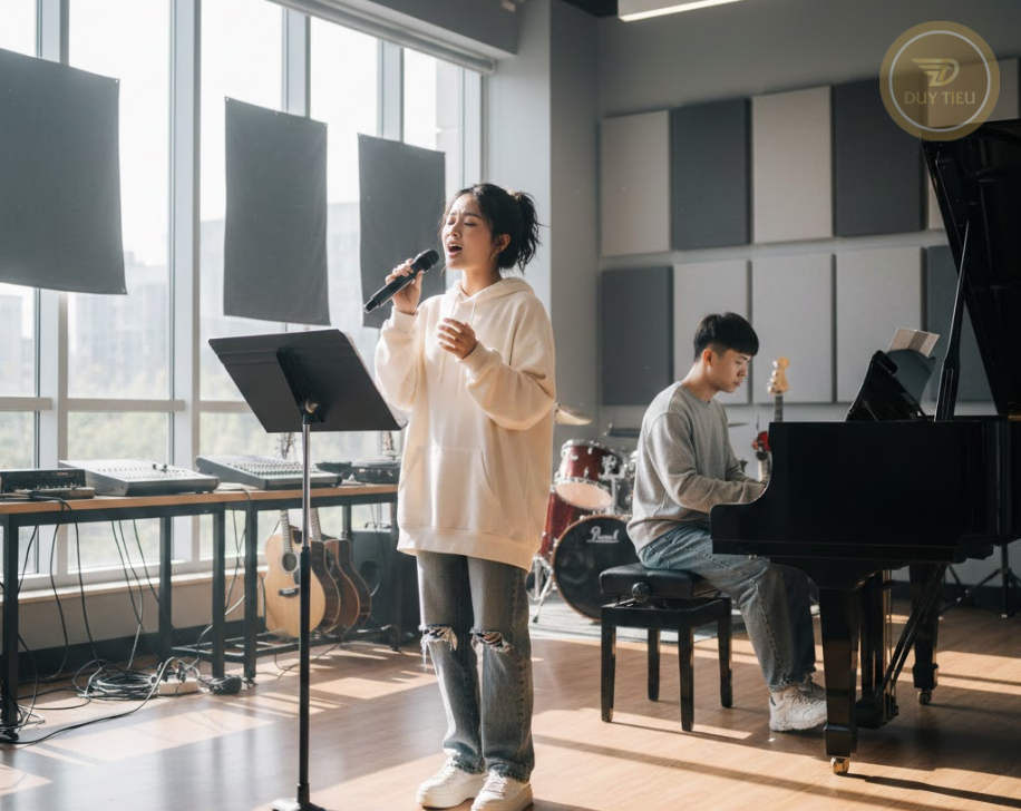 Luyện thi Thanh nhạc nhẹ đòi hỏi kỹ thuật giọng hát vững và bản lĩnh biểu diễn sân khấu.