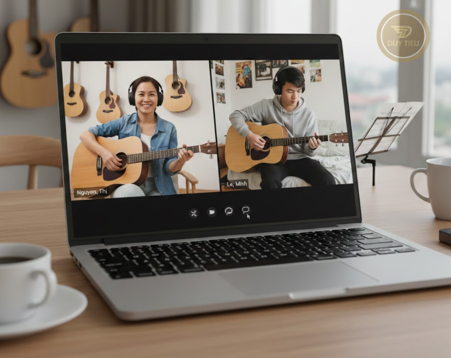 Học guitar online hiệu quả là học trực tiếp với giáo viên, không phải chỉ xem video.