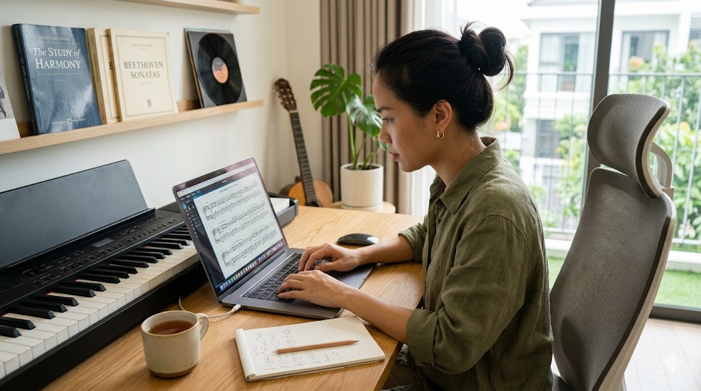 Soạn sheet piano giúp chuyển bài nhạc thành bản dễ đọc và dễ chơi.