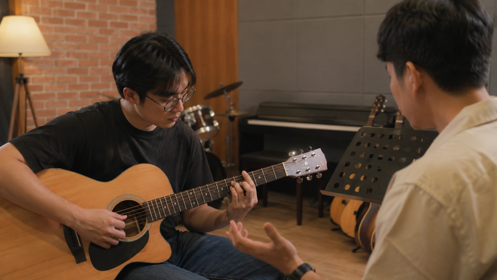 Không gian học guitar hiện đại và truyền cảm hứng tại Duytieu Music.
