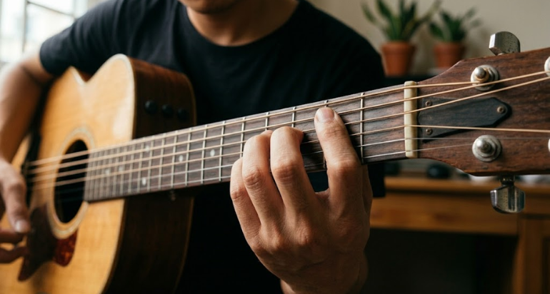 Các kỹ thuật như hammer-on, pull-off giúp tiếng đàn mượt và chuyên nghiệp hơn.