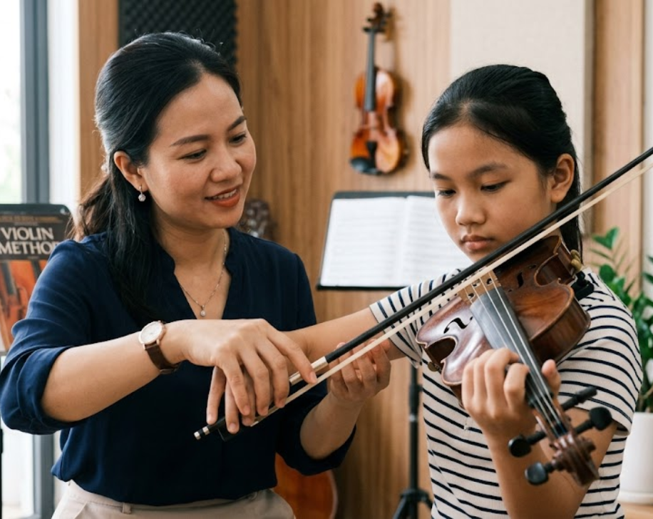 Giáo viên chỉnh kỹ thuật giúp học viên tiến bộ nhanh và đúng hướng.