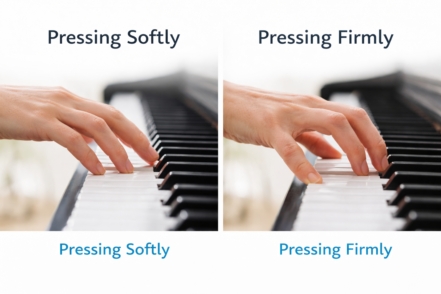 Cường độ trên piano phụ thuộc trực tiếp vào lực nhấn phím.