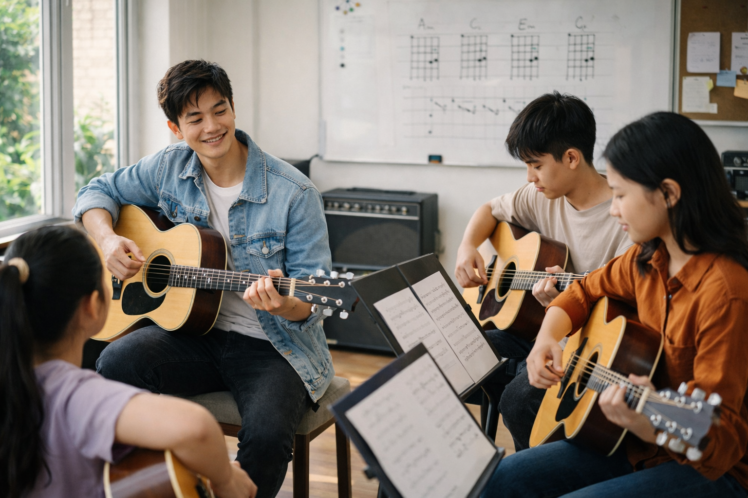Học nhịp guitar bài bản giúp người mới tiến bộ nhanh và chơi nhạc tự tin hơn.