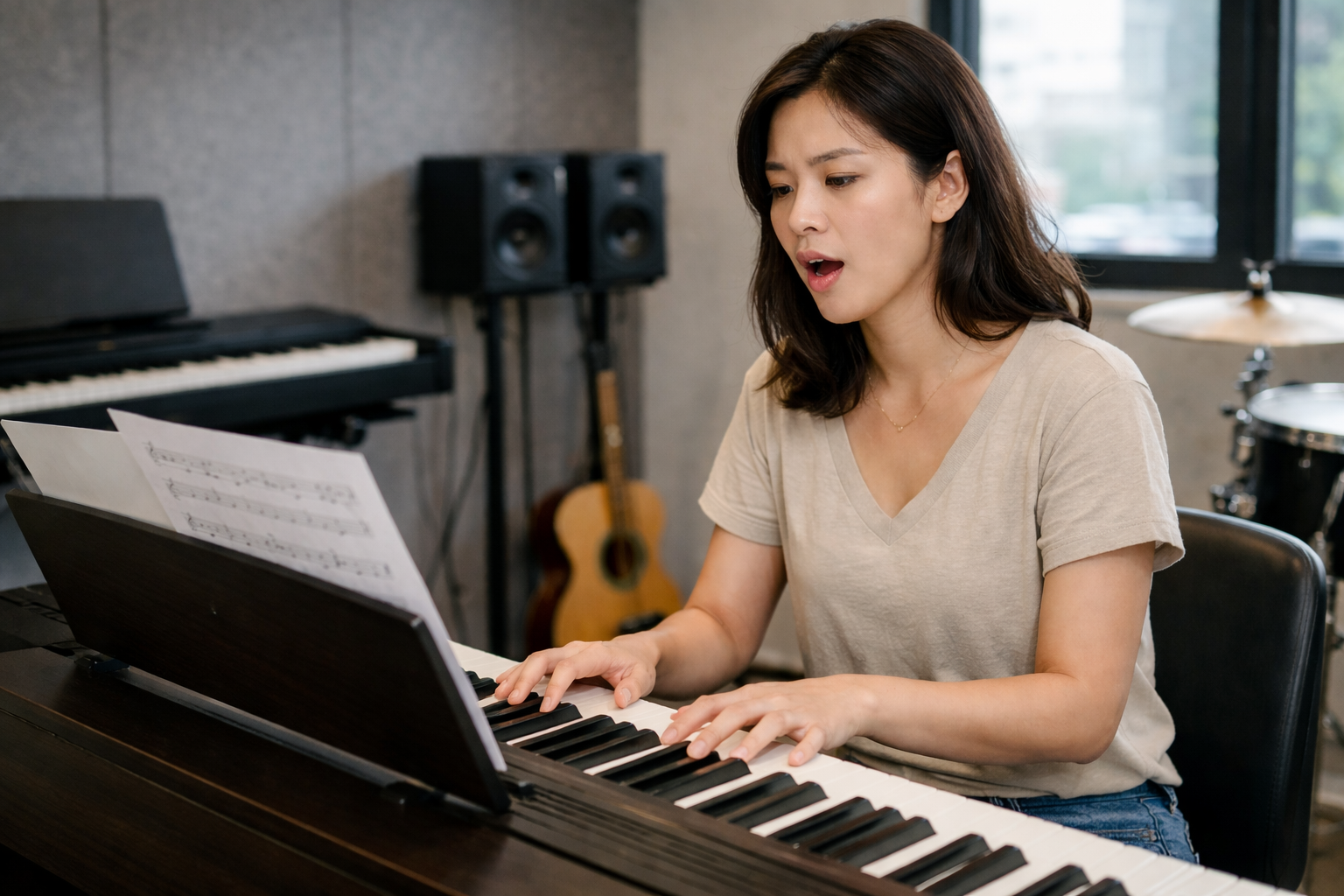 Luyện với piano giúp kiểm tra độ chính xác cao độ.