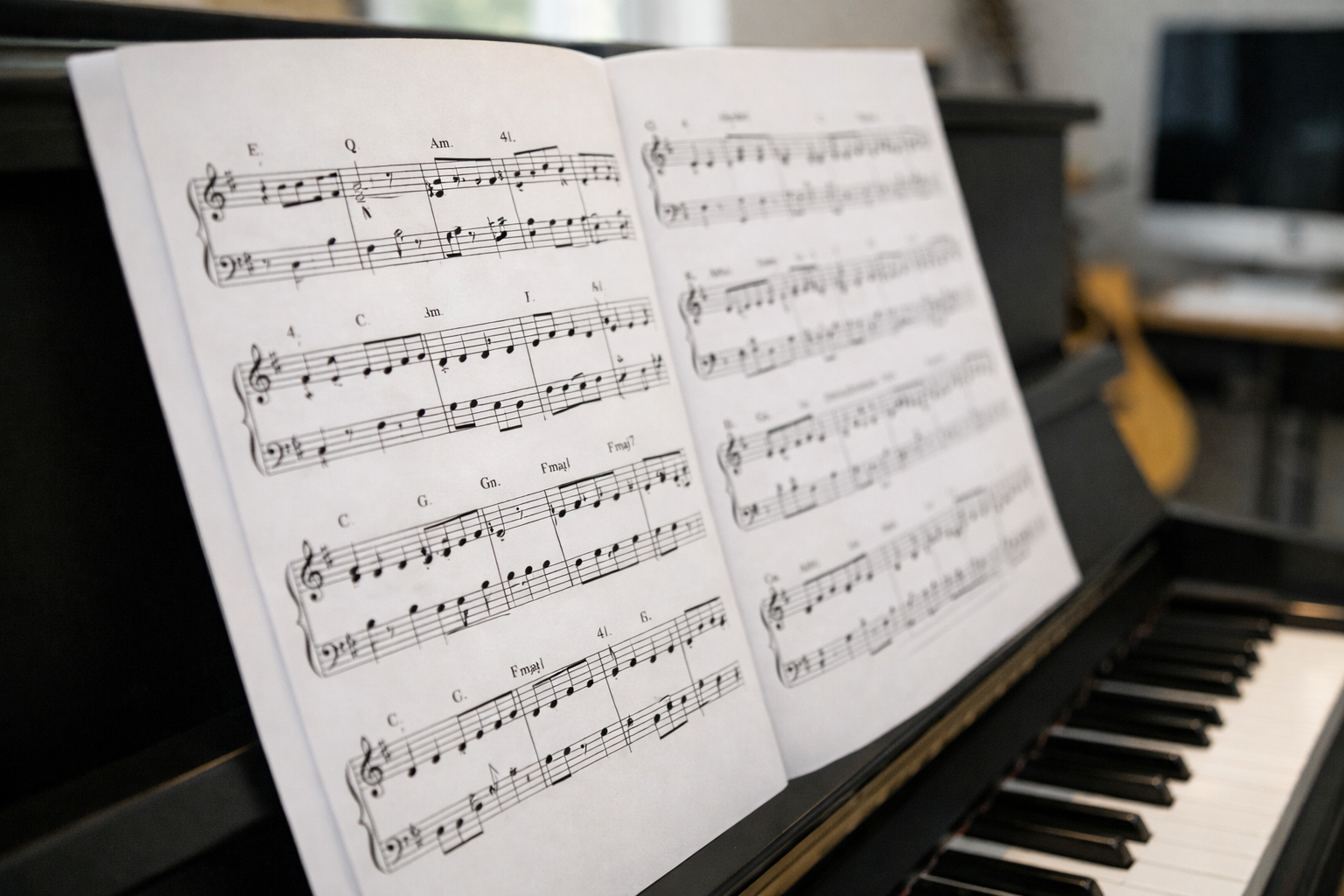 Sheet nhạc piano thể hiện chi tiết giai điệu, hòa âm và nhịp điệu.