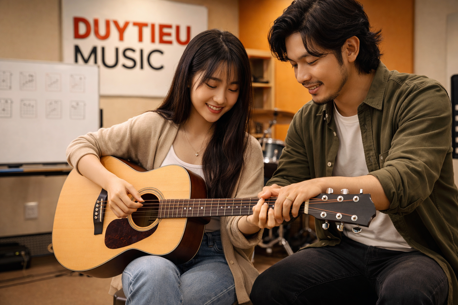 Lớp học guitar tại Duytieu Music với môi trường học thân thiện và thực tế.