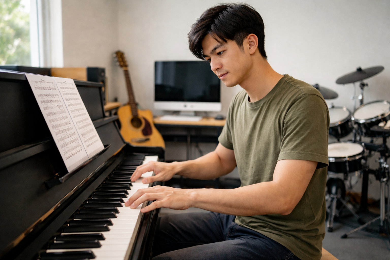 Người chơi piano cần đọc đồng thời hai khuông nhạc khi biểu diễn.