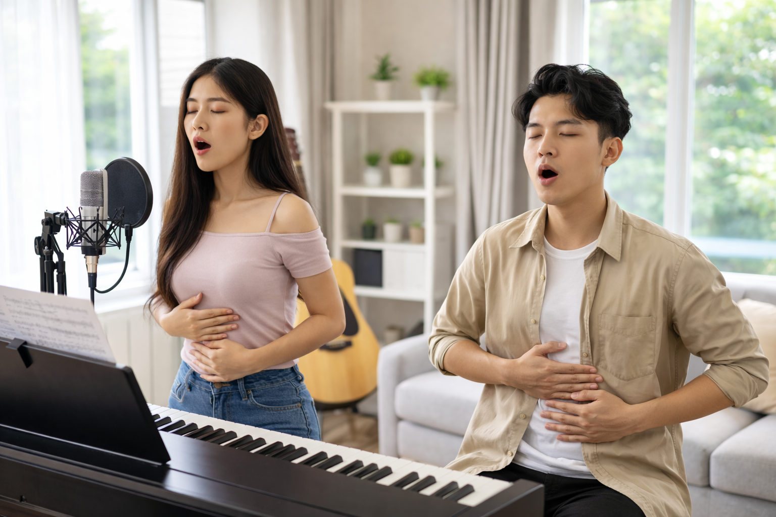 Hơi thở ổn định giúp giữ cao độ chính xác khi hát.