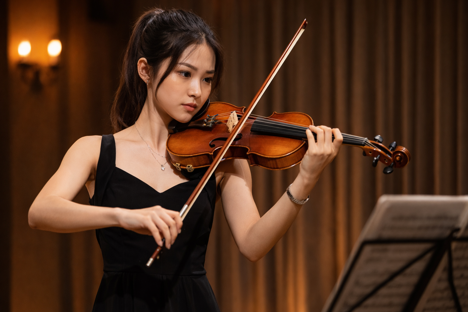 Học viên luyện biểu diễn trước khi bước vào kỳ thi chính thức.