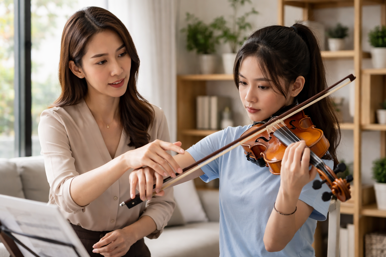 Giáo viên theo sát giúp học viên tiến bộ nhanh trong quá trình luyện thi.
