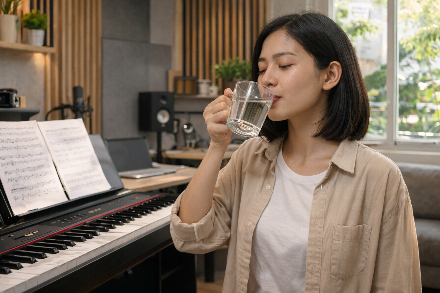 Uống đủ nước giúp dây thanh hoạt động linh hoạt hơn.