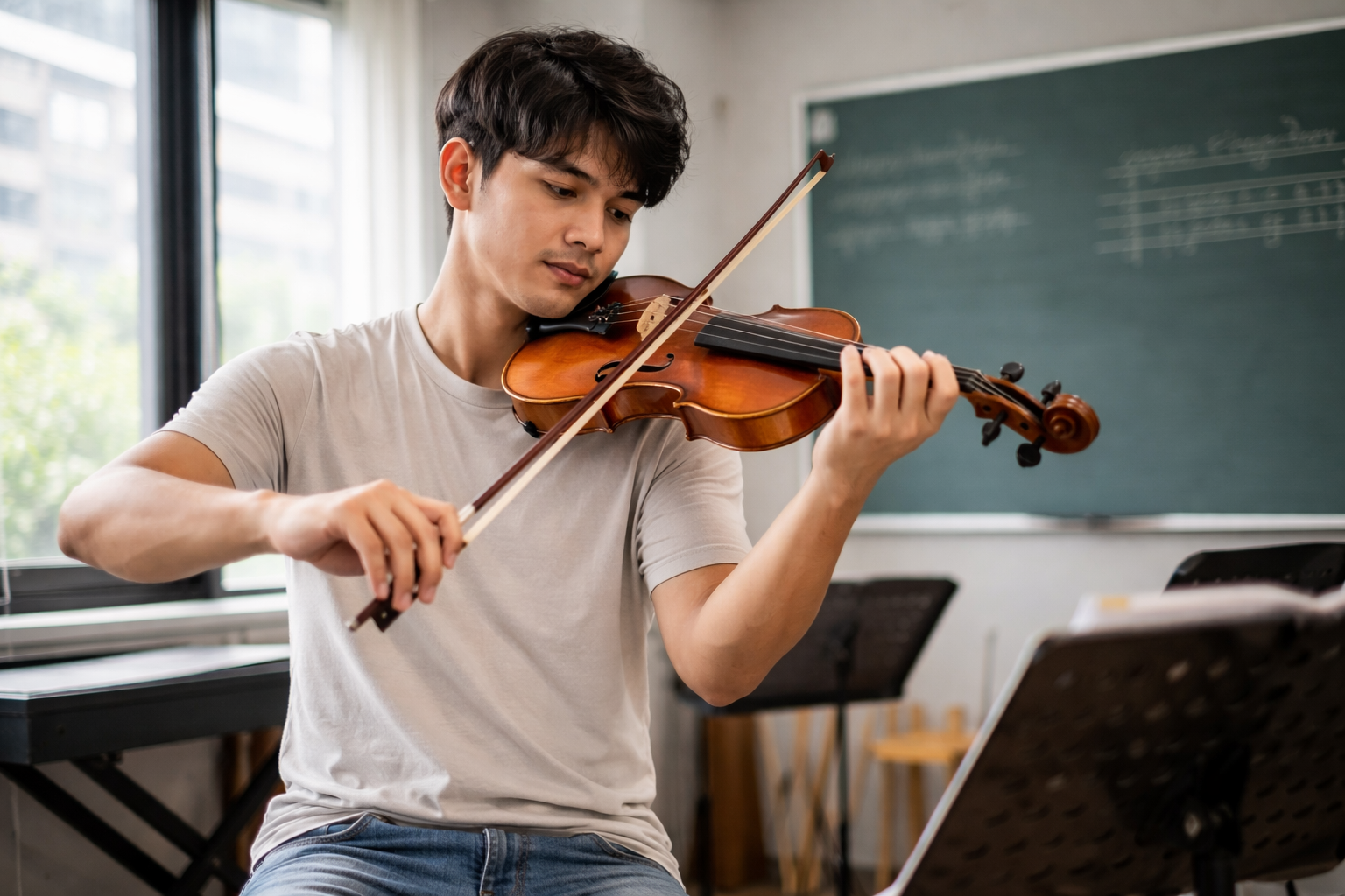Học violin trong môi trường thực tế giúp bạn tiếp cận kỹ thuật dễ dàng hơn.