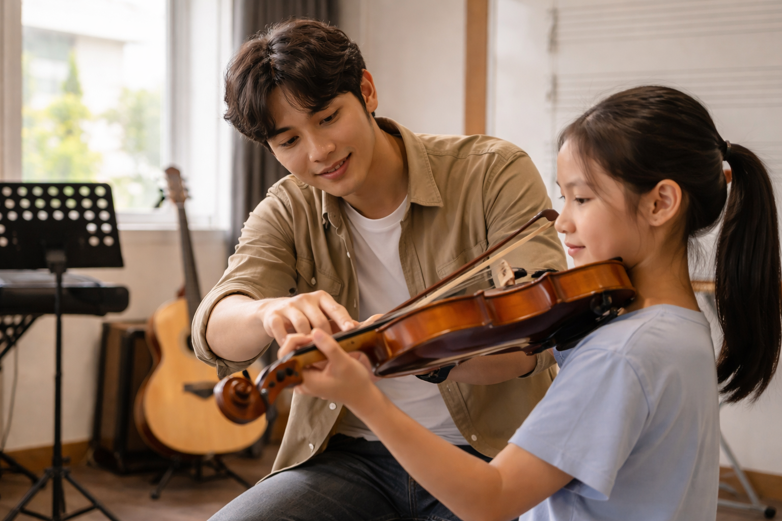 Giáo viên theo sát giúp học viên sửa lỗi và tiến bộ nhanh hơn