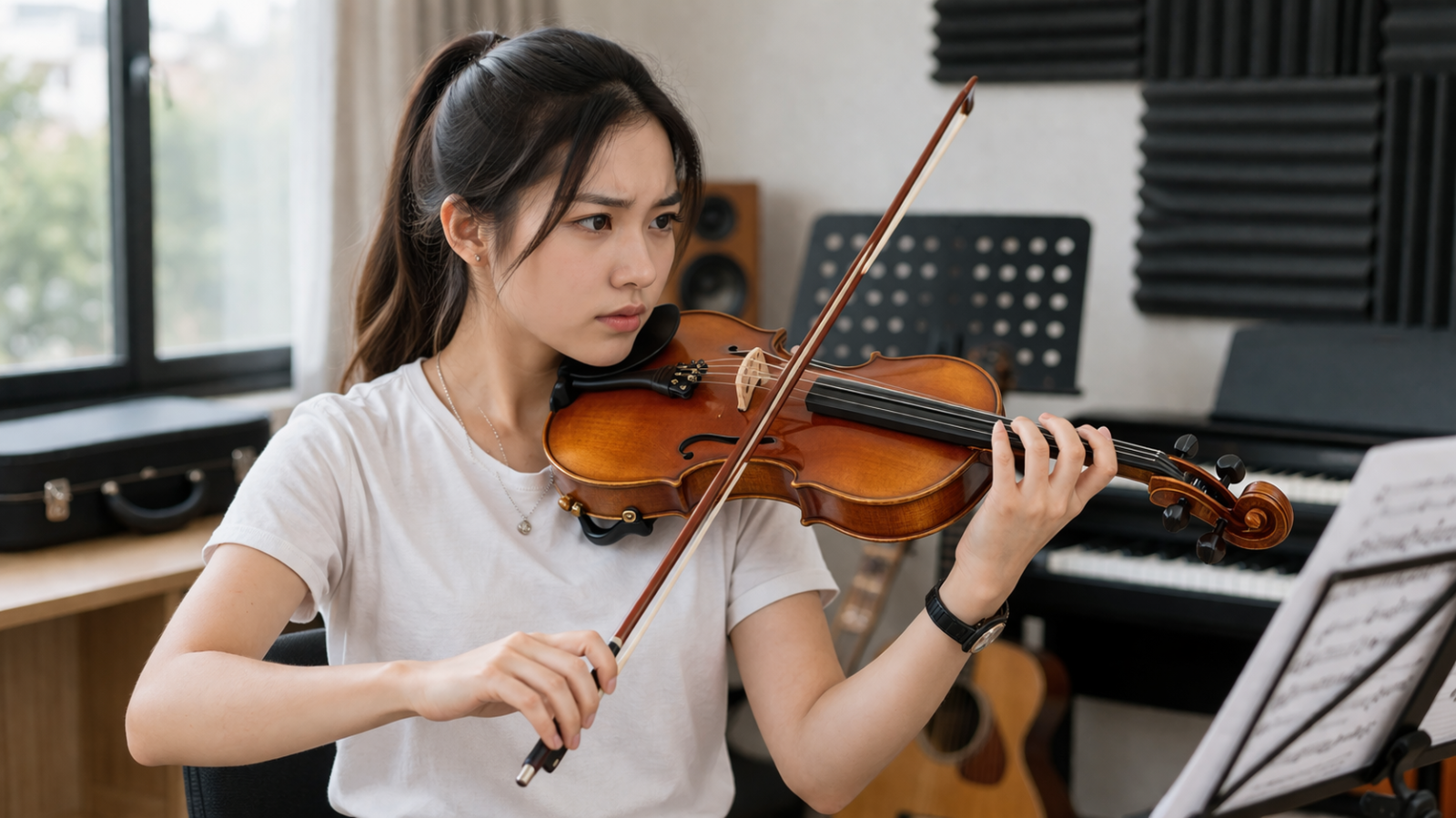 Luyện thi violin cần sự tập trung và hướng dẫn đúng kỹ thuật.