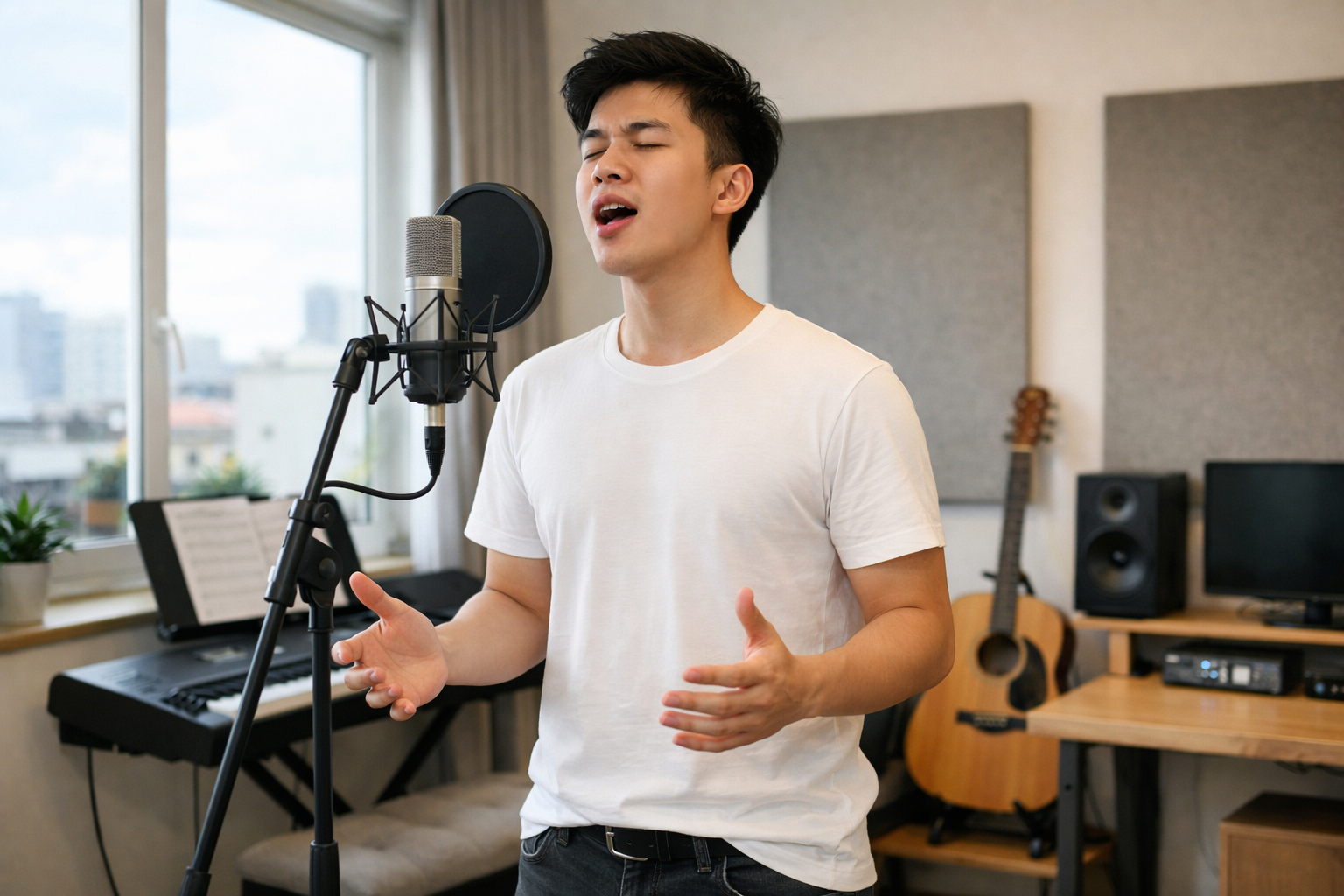 Giữ cơ thể thẳng và thả lỏng giúp hơi thở lưu thông tốt hơn khi hát.