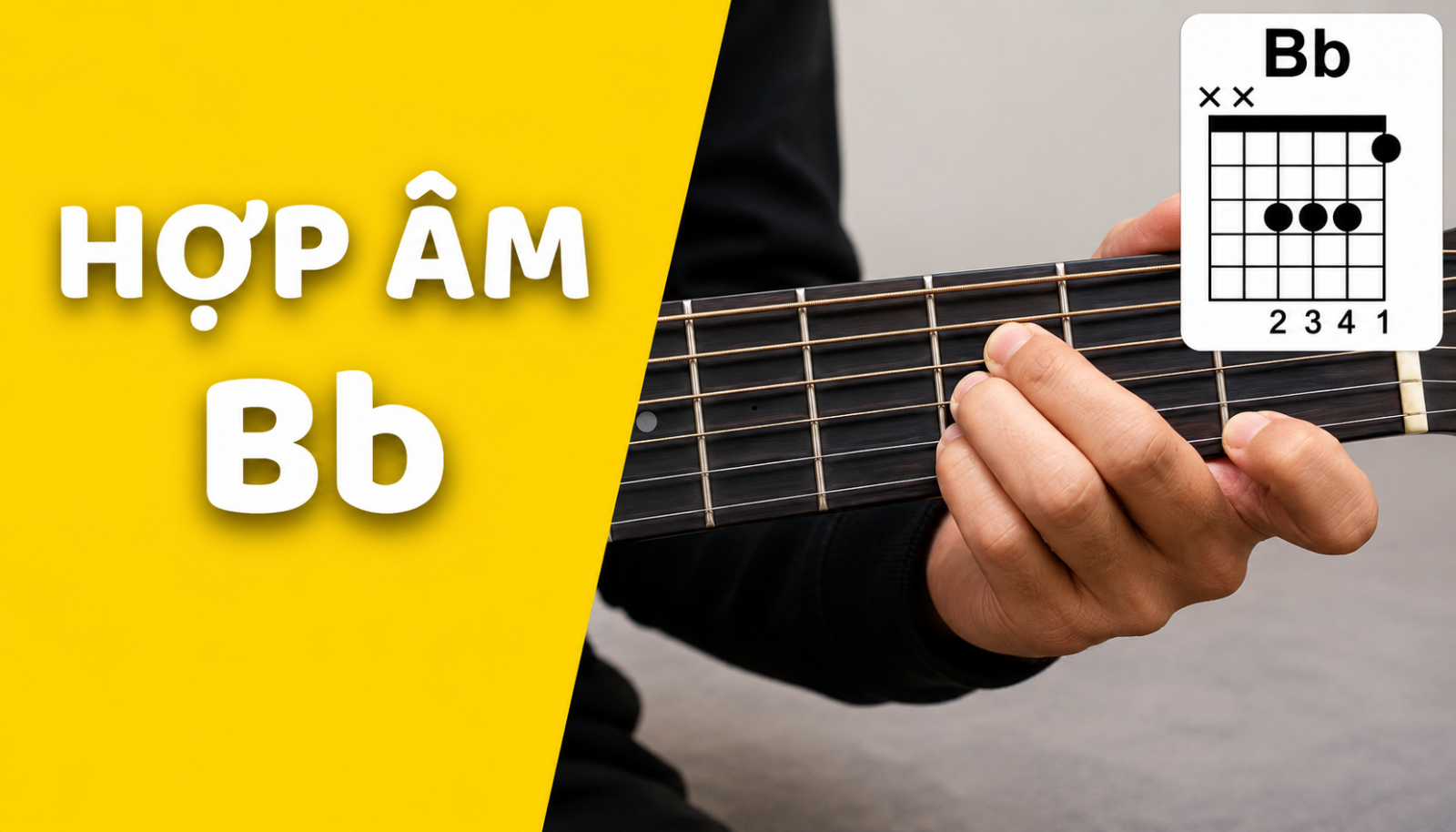Minh họa cách bấm hợp âm Bb