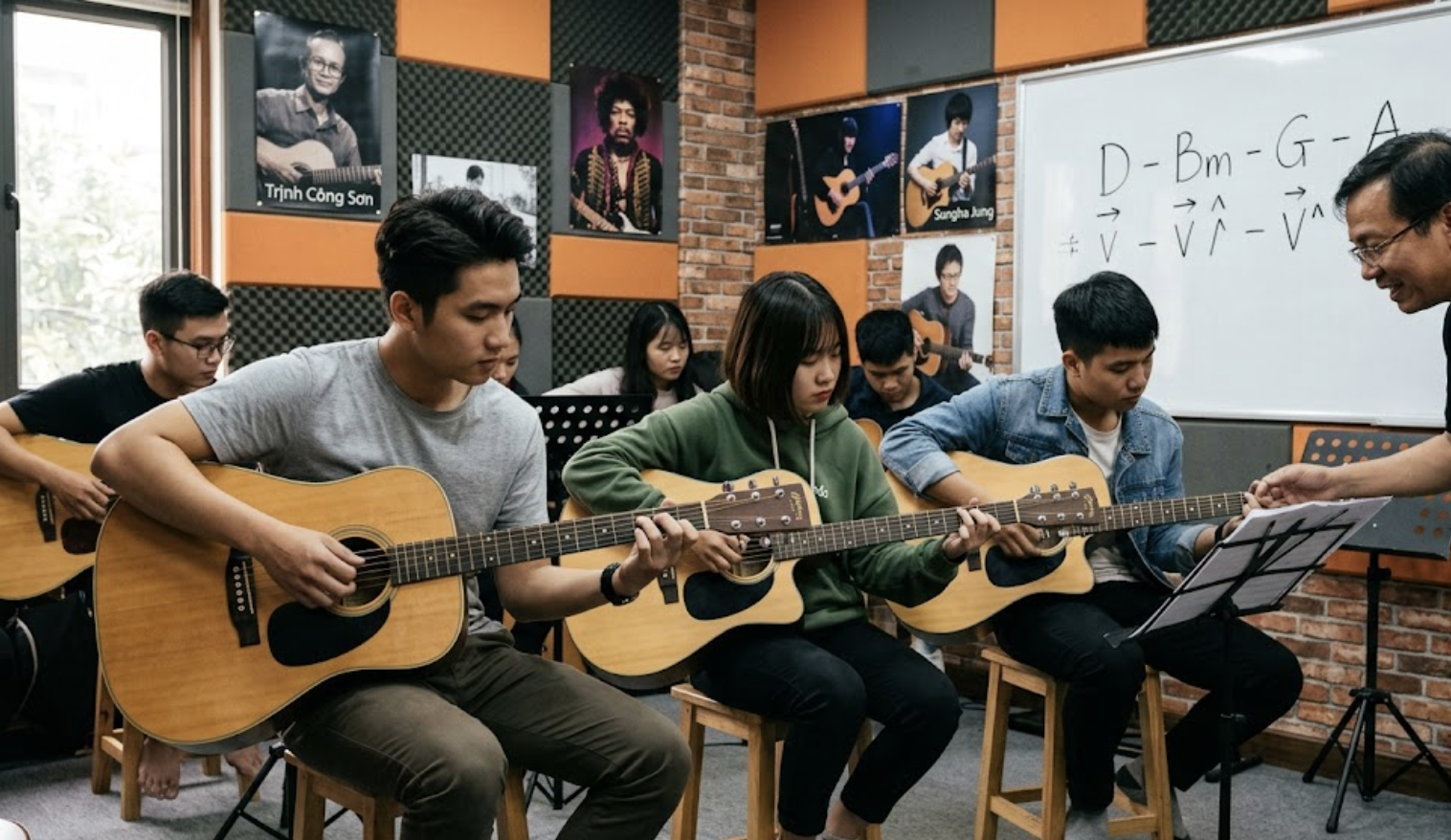 Luyện tập các hợp âm quan trọng trong Tone D.