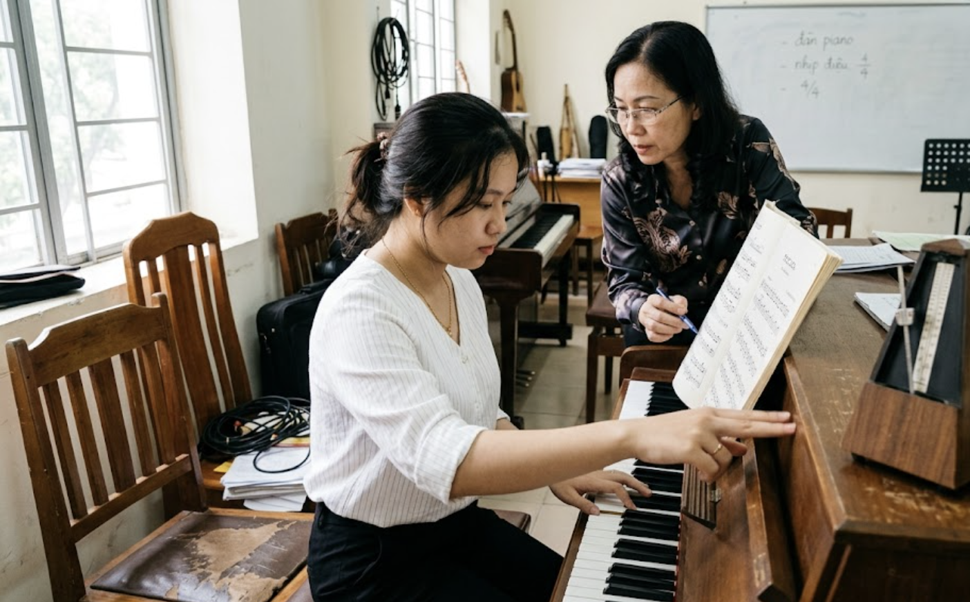 Học viên luyện giữ nhịp với metronome