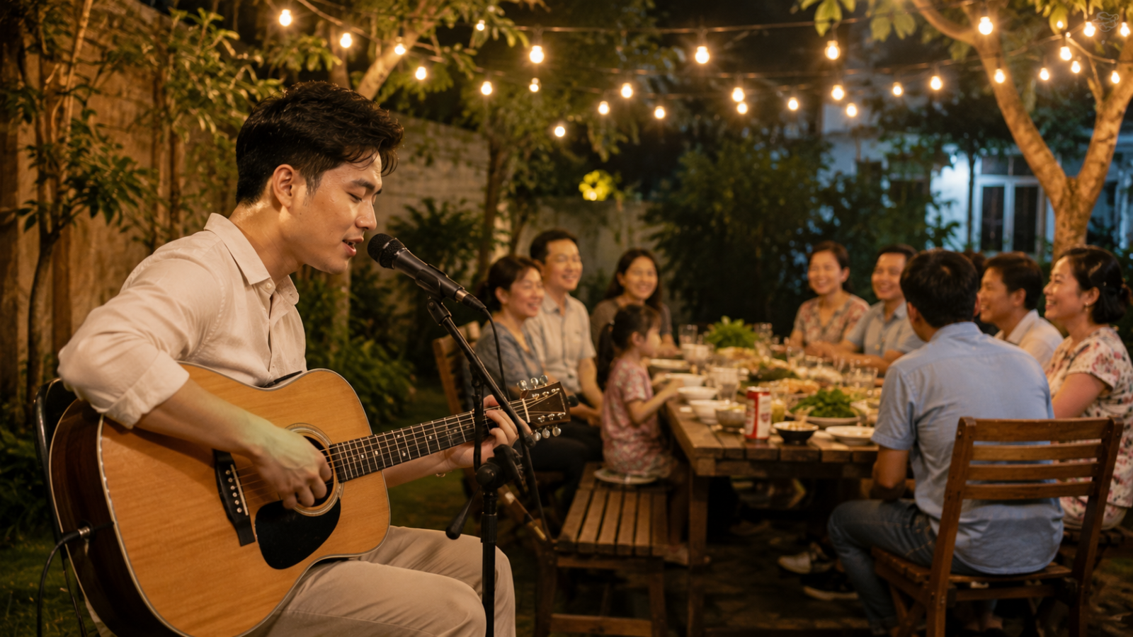 Tiếng đàn Guitar giúp buổi tiệc gia đình trở nên ấm cúng và trọn vẹn hơn.