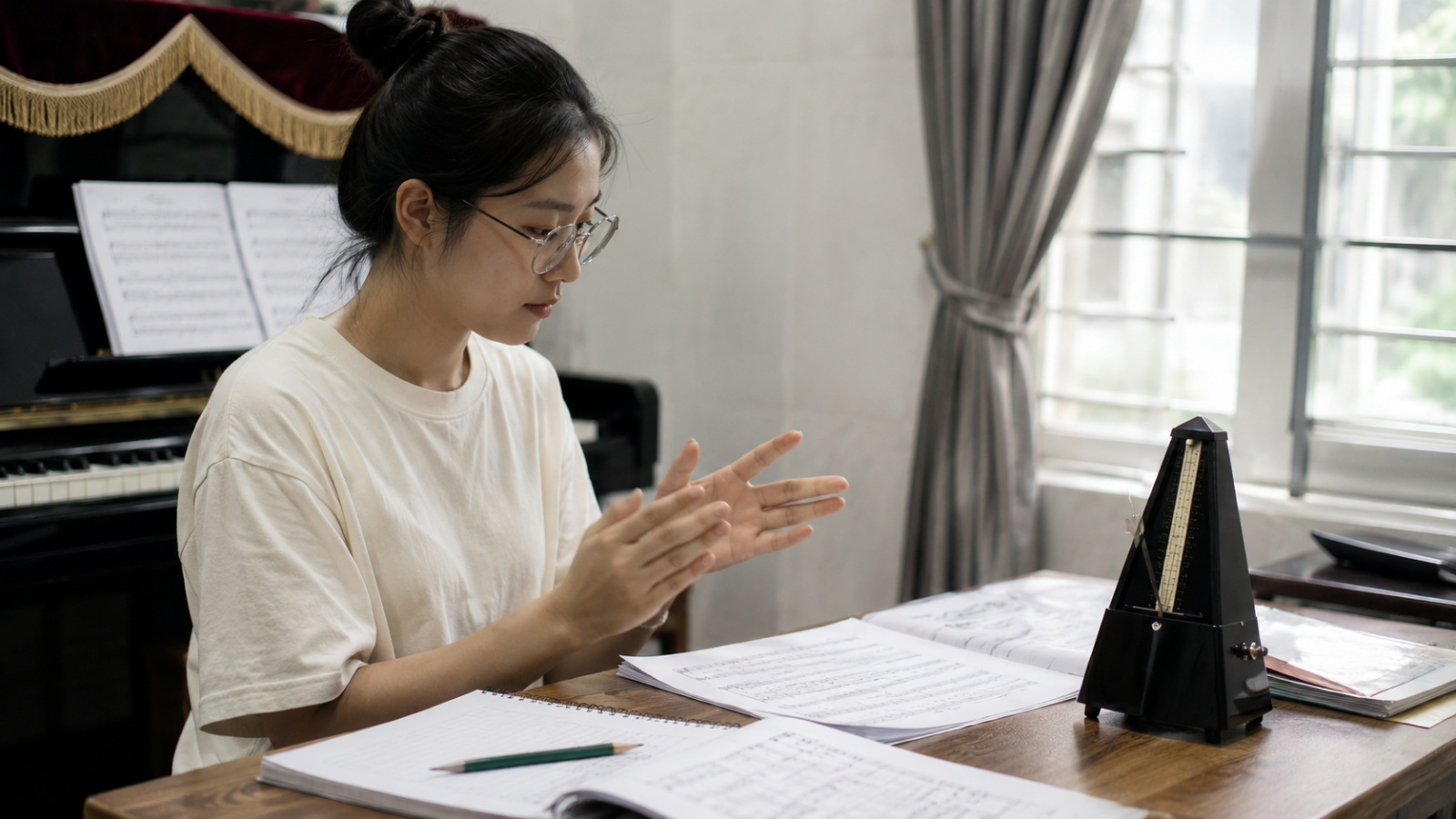 Metronome giúp người học kiểm soát tốc độ và duy trì nhịp ổn định khi luyện tiết tấu.