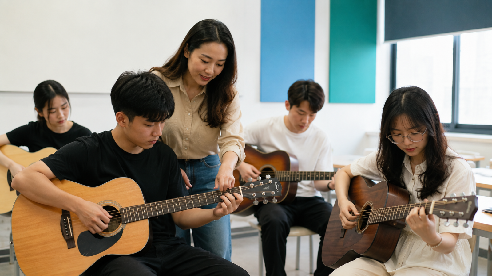 Việc luyện Guitar giúp sinh viên phát triển kỹ năng đệm hát và hòa âm.