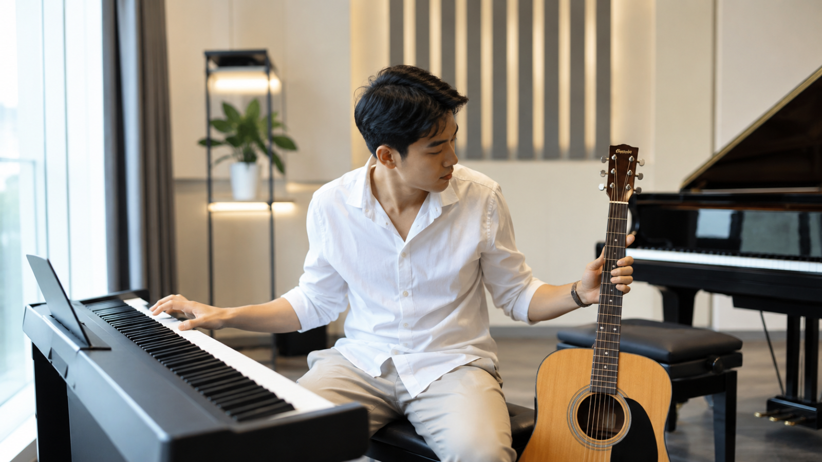 Piano và Guitar đều là những nhạc cụ được nhiều người lựa chọn khi bắt đầu học âm nhạc.