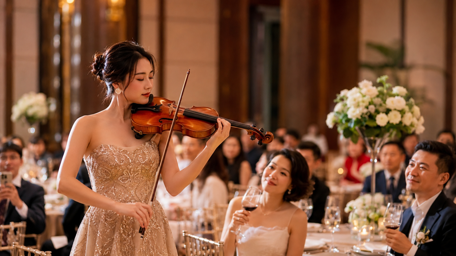 Violin mang đến không gian âm nhạc tinh tế và đầy cảm xúc.