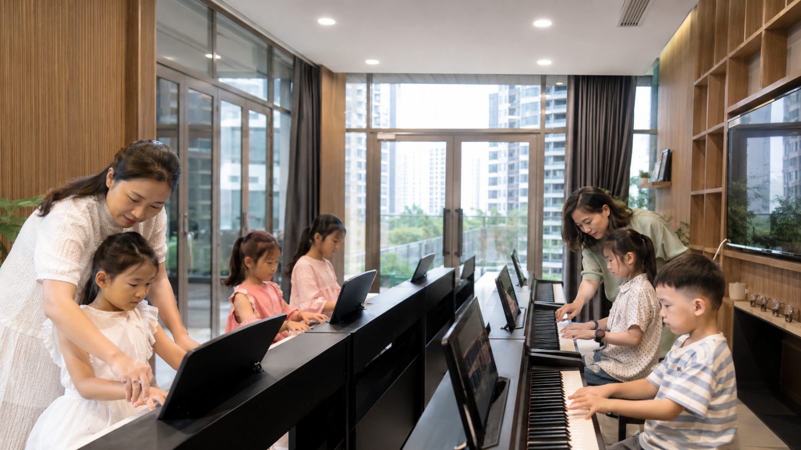 Lớp piano phù hợp cho nhiều độ tuổi trẻ em khác nhau.