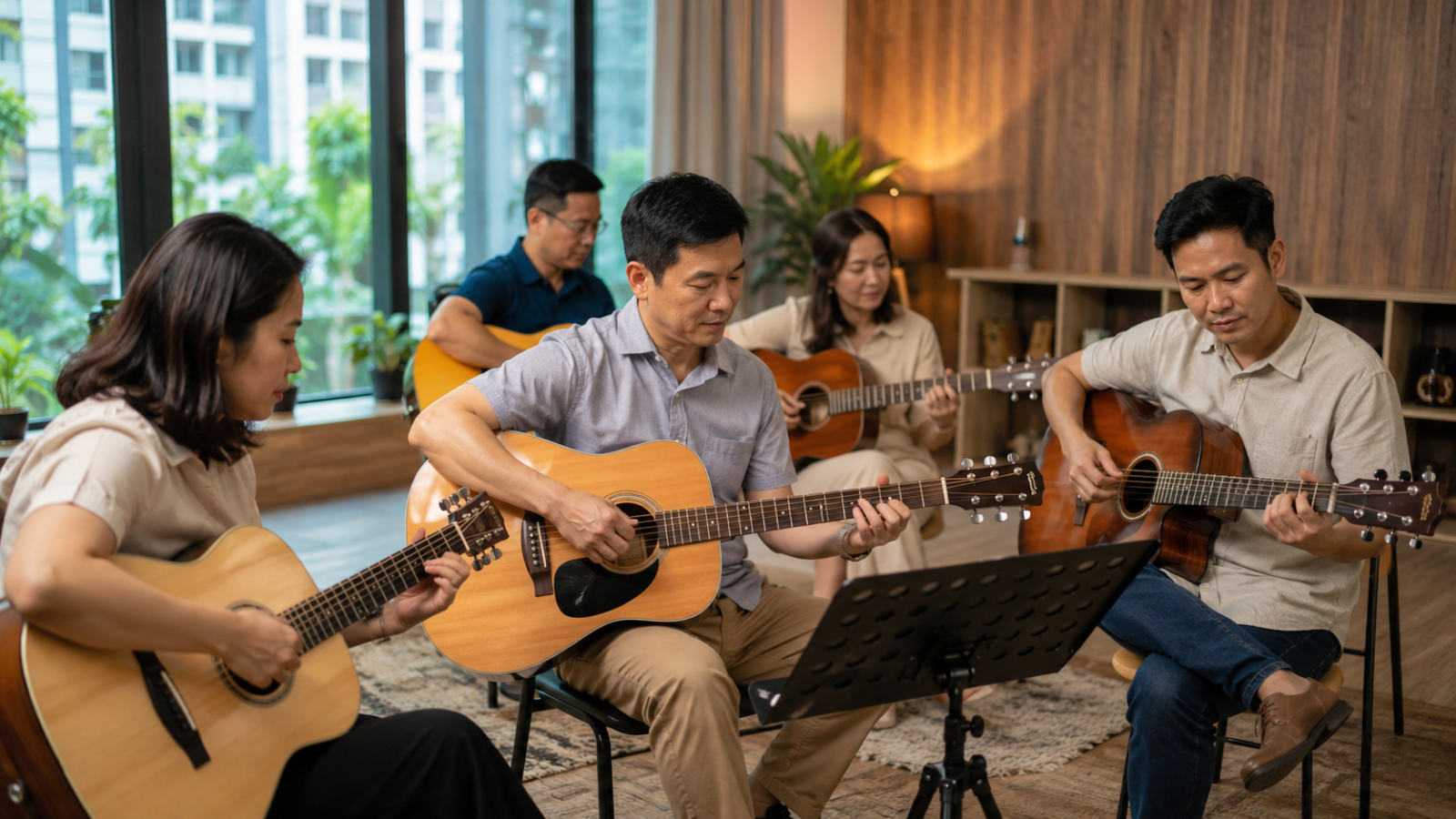 Môi trường học tích cực giúp học viên duy trì đam mê guitar lâu dài hơn.