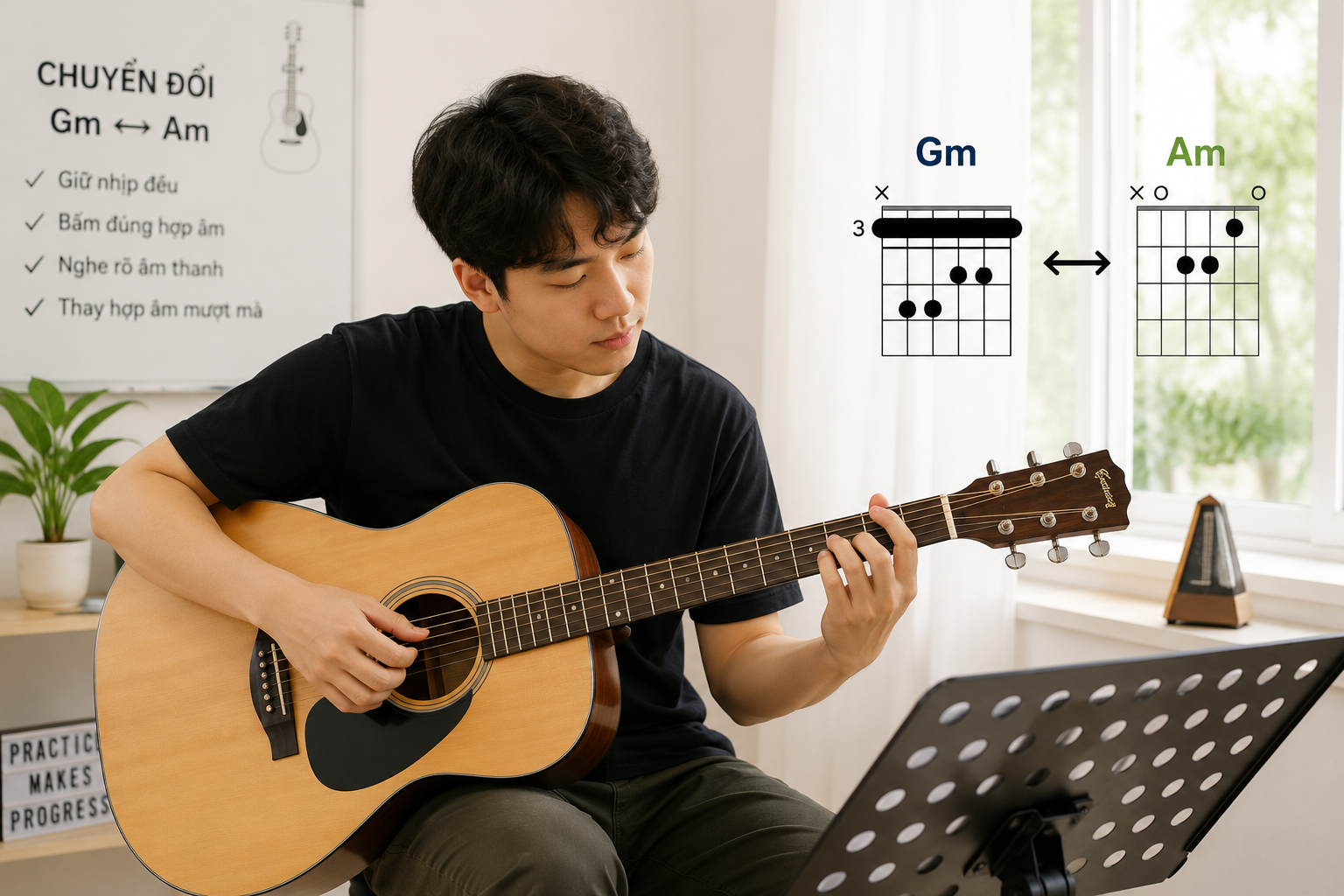 Quá trình luyện tập chuyển đổi các hợp âm thứ trong hệ thống Tone F.