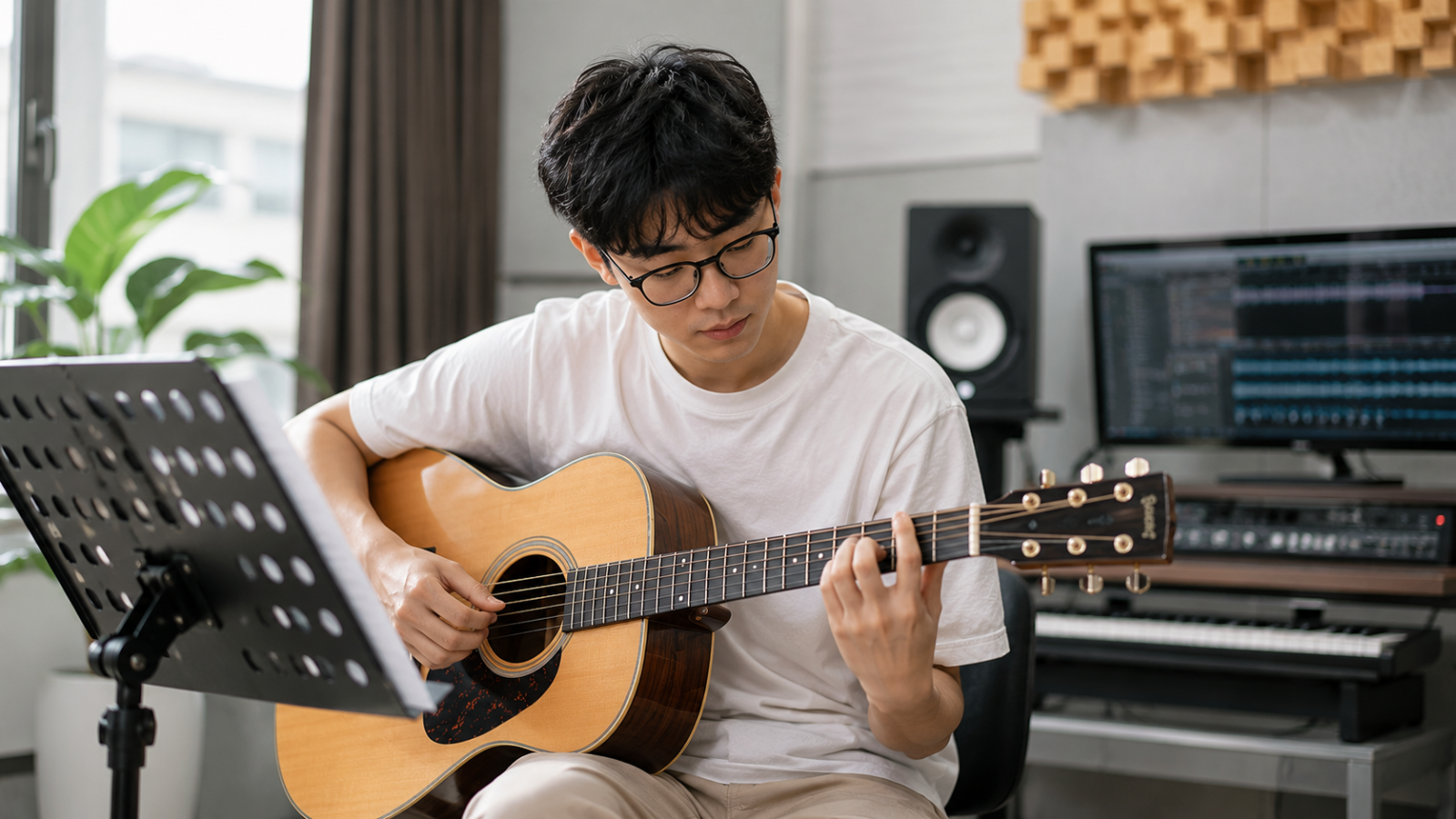 Học viên thực hành các vòng hợp âm phổ biến trên đàn guitar